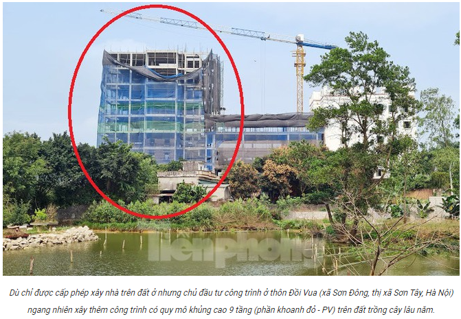 Công trình 'khủng' 9 tầng xây trên đất trồng cây Đồi Vua được quảng bá dự kiến là khu resort với tên 'Thanh Bình resort'