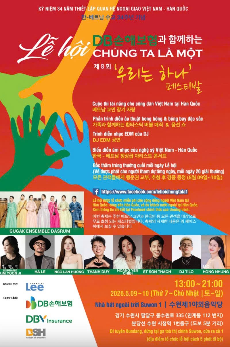 Lễ hội “We Are Together 2026” tại Hàn Quốc: Điểm hẹn văn hóa Việt - Hàn dành cho cộng đồng người Việt