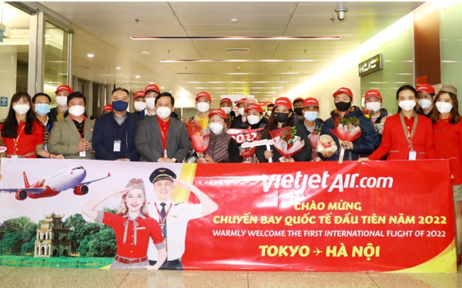Vietjet đón chuyến bay quốc tế đầu tiên từ Tokyo năm 2022 với 143 hành khách