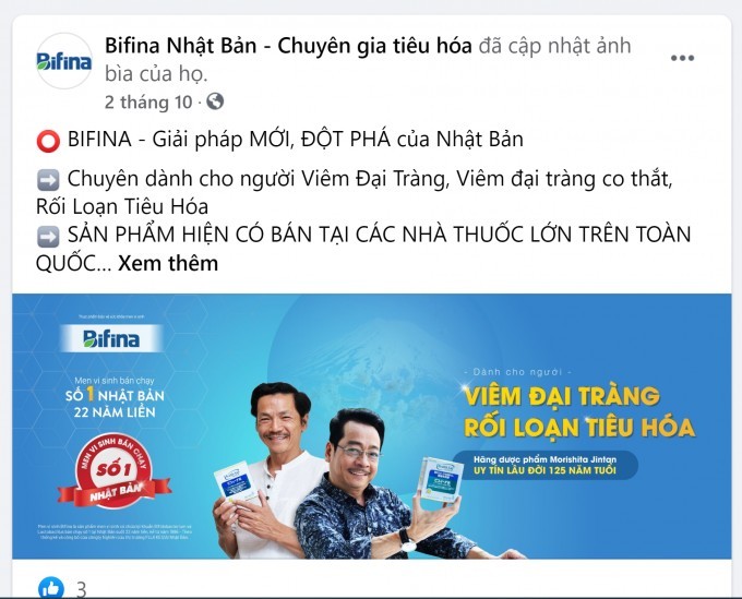 Thực phẩm chức năng Bifina đang quảng cáo như là thuốc chữa đại tràng?