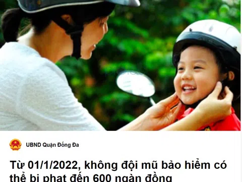 Từ 01/1/2022, không đội mũ bảo hiểm có thể bị phạt đến 600 ngàn đồng