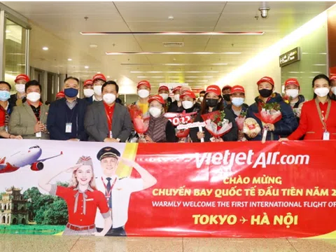 Vietjet đón chuyến bay quốc tế đầu tiên từ Tokyo năm 2022 với 143 hành khách